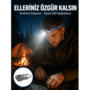 Led Kafa Feneri Ayarlanabilir Baş Bantlı Güçlü Aydınlatma Lambası