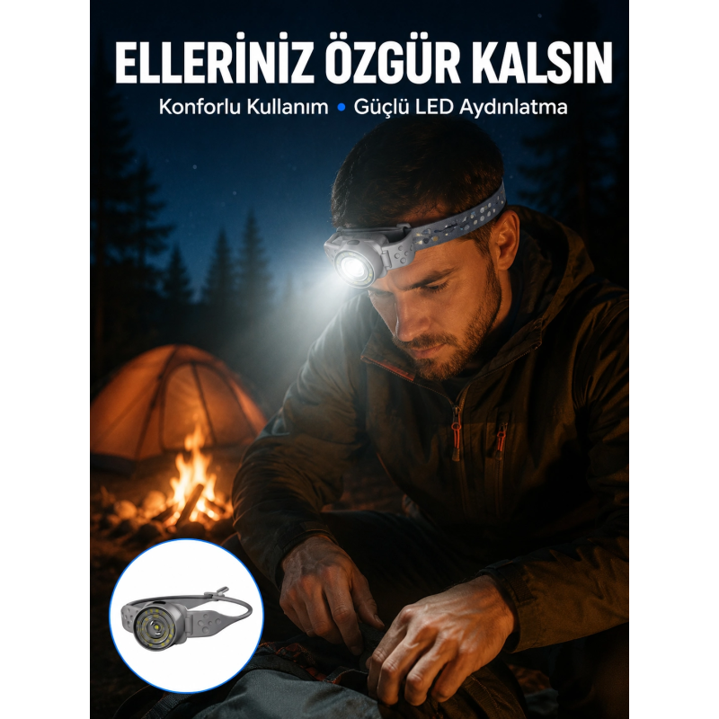 Led Kafa Feneri Ayarlanabilir Baş Bantlı Güçlü Aydınlatma Lambası Led Kafa Feneri Ayarlanabilir Baş Bantlı Güçlü Aydınlatma Lambası