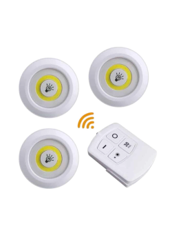 Led Lamba 3'lü Uzaktan Kumandalı Yapışkanlı