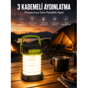 Led Lamba Kamp Lambası Hafif Taşınabilir Şarj Süreli Akordeon El Fenerli