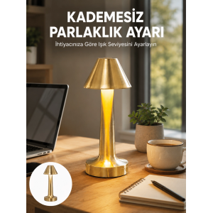 Led Masa Lambası 3 Renk Ayarlı Şarjlı Kablosuz Modern Tasarım Yeni Nesil