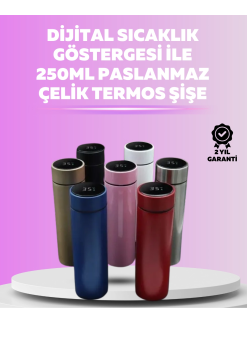 Led Sıcaklık Ölçerli 250 Ml Yalıtımlı Termos Şişe