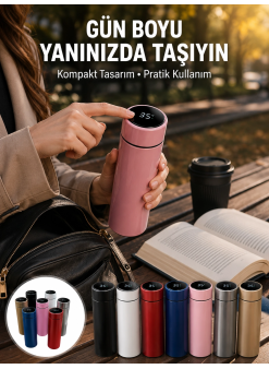Led Sıcaklık Ölçerli 250 Ml Yalıtımlı Termos Şişe Yeni Nesil