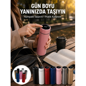 Led Sıcaklık Ölçerli 250 Ml Yalıtımlı Termos Şişe Yeni Nesil