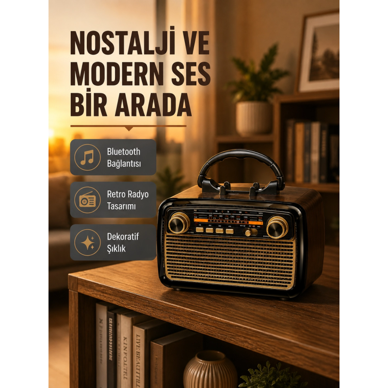 Led’li Nostaljik Bluetooth Hoparlör – Vintage Tasarım, Ahşap Doku Led’li Nostaljik Bluetooth Hoparlör – Vintage Tasarım, Ahşap Doku