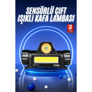 Ledli Şarjlı Kafa Lambası Led Şarjlı Su Geçirmez Kafa Feneri