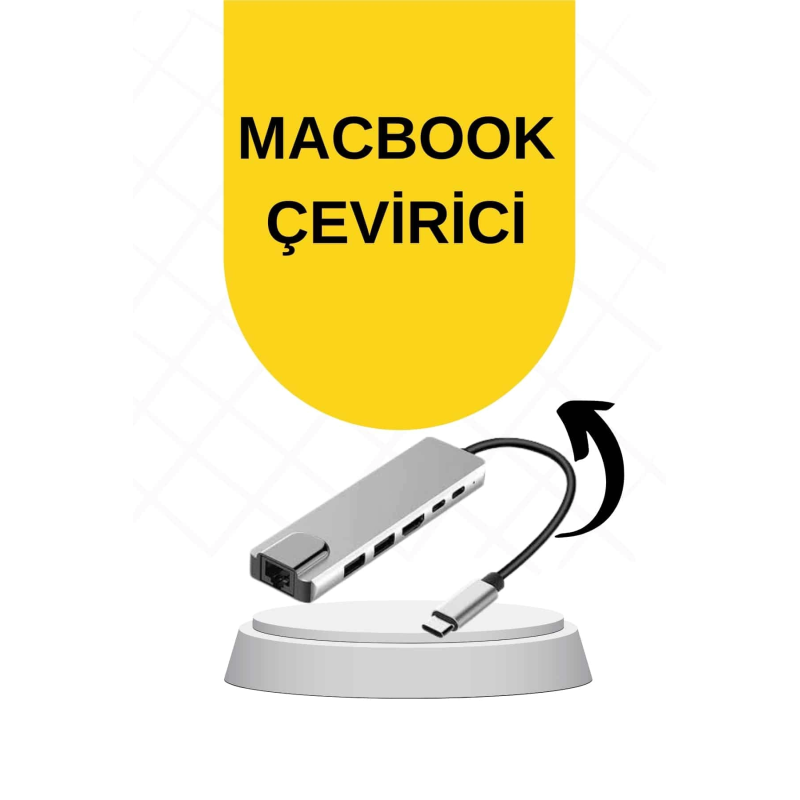 Macbook Pro/air Uyumlu Usb Type-c 8 In 1 Hub Dönüştürücü Çevirici Çoklayıcı Usb Hdmı Micro Sd 8 Girişli