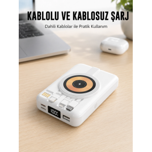 Magsafe Uyumlu Kablosuz Powerbank Hızlı Şarj Özellikli Yeni Nesil