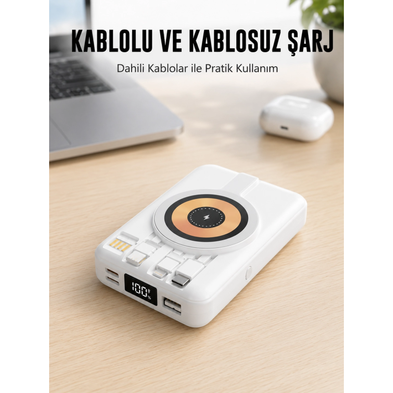 Magsafe Uyumlu Kablosuz Powerbank Hızlı Şarj Özellikli Yeni Nesil Magsafe Uyumlu Kablosuz Powerbank Hızlı Şarj Özellikli Yeni Nesil