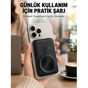 Magsafe Uyumlu Kablosuz Powerbank Taşınabilir Hızlı Şarj Yeni Nesil
