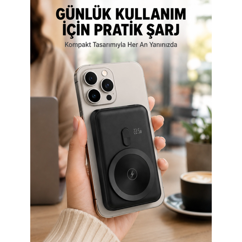 Magsafe Uyumlu Kablosuz Powerbank Taşınabilir Hızlı Şarj Yeni Nesil Magsafe Uyumlu Kablosuz Powerbank Taşınabilir Hızlı Şarj Yeni Nesil