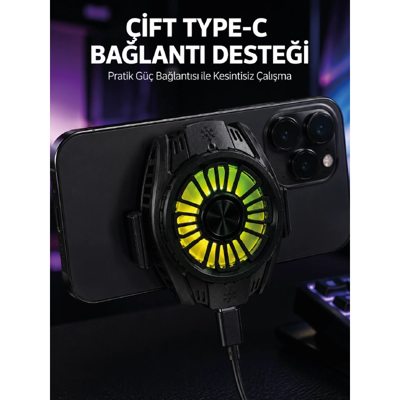 Manyetik Bağlantılı Çift Type-c Girişli Telefon Soğutucu Manyetik Bağlantılı Çift Type-c Girişli Telefon Soğutucu