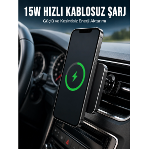 Manyetik Kablosuz Araç Şarj Cihazı 15w Magsafe Araç İçi Telefon Tutucu