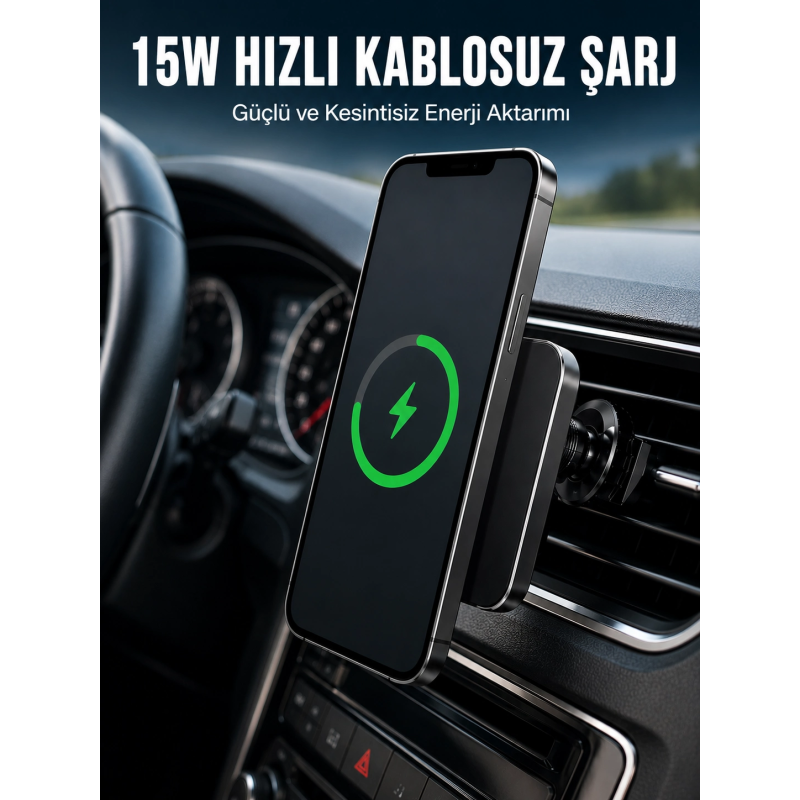 Manyetik Kablosuz Araç Şarj Cihazı 15w Magsafe Araç İçi Telefon Tutucu Manyetik Kablosuz Araç Şarj Cihazı 15w Magsafe Araç İçi Telefon Tutucu
