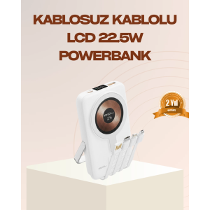 Manyetik Kablosuz Powerbank 22.5w Hızlı Şarj Lcd Ekranlı