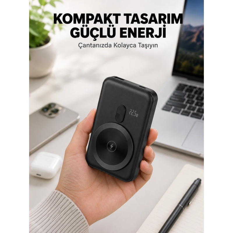 Manyetik Kablosuz Powerbank 22.5w Hızlı Şarj Lcd Göstergeli Yeni Nesil Manyetik Kablosuz Powerbank 22.5w Hızlı Şarj Lcd Göstergeli Yeni Nesil