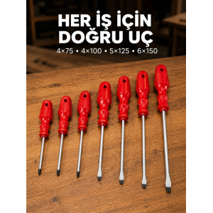 Manyetik Uçlu 7 Parça Tornavida Seti Düz Ve Yıldız Tornavida