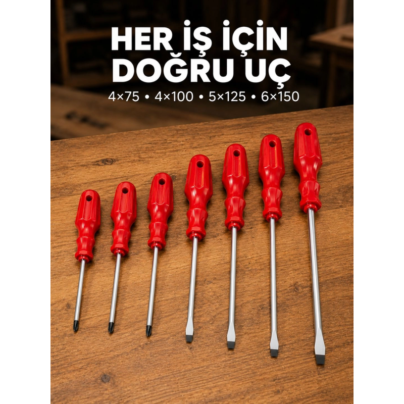 Manyetik Uçlu 7 Parça Tornavida Seti Düz Ve Yıldız Tornavida Manyetik Uçlu 7 Parça Tornavida Seti Düz Ve Yıldız Tornavida