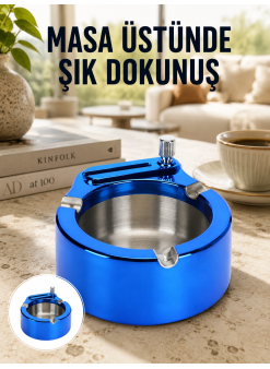 Masa Üstü Çakmaklı Küllük Paslanmaz Metal Gövde Yeni Nesil