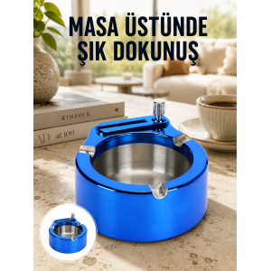 Masa Üstü Çakmaklı Küllük Paslanmaz Metal Gövde Yeni Nesil
