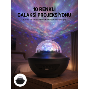 Masa Ve Gece Lambası Renkli Projektör Işıklı Disko Topu Bluetooth Hoparlör