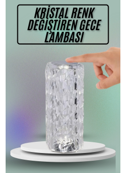 Masa Ve Gece Lambası Şık Ve Dayanıklı Sensörlü Şarjlı Kristal Lamba