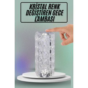 Masa Ve Gece Lambası Şık Ve Dayanıklı Sensörlü Şarjlı Kristal Lamba