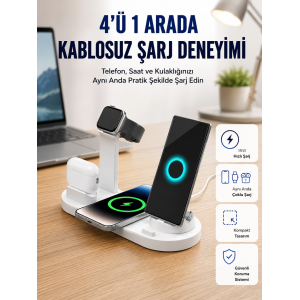 Masaüstü Düzenleyici 4’ü 1 Arada Kablosuz Şarj Aksesuarı Yeni Nesil