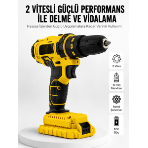 Matkap Seti 24 Parça Çift Bataryalı Darbeli Led Işıklı Vidalama