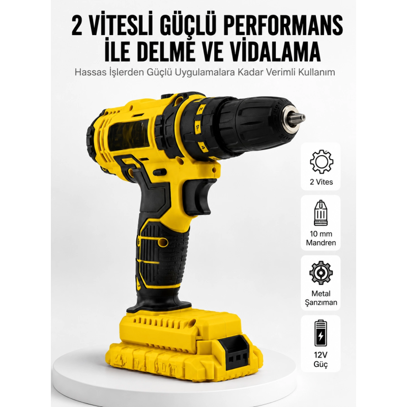 Matkap Seti 24 Parça Çift Bataryalı Darbeli Led Işıklı Vidalama Matkap Seti 24 Parça Çift Bataryalı Darbeli Led Işıklı Vidalama