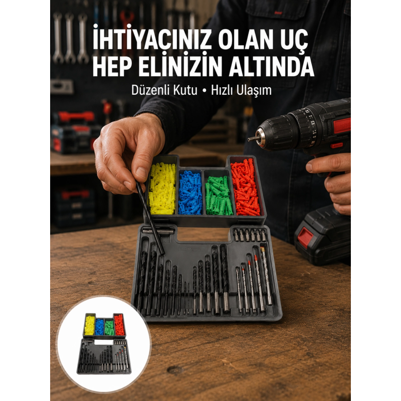Matkap Ucu Seti 24 Parça Organizer Kutulu Ahşap Metal Beton Uyumlu Yeni Nesil Matkap Ucu Seti 24 Parça Organizer Kutulu Ahşap Metal Beton Uyumlu Yeni Nesil