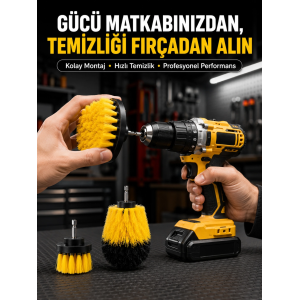 Matkap Uyumlu Temizlik Fırçası Seti 3’lü Çok Amaçlı