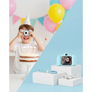 Mavi Kompakt Dijital Kamera Hd Video Ve Fotoğraf Çekim Özellikli Usb Bağlantılı