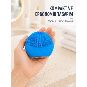 Mavi Silikon Yüz Temizleme Cihazı Su Geçirmez Titreşimli Yüz Bakım Fırçası