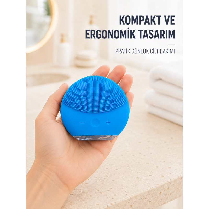 Mavi Silikon Yüz Temizleme Cihazı Su Geçirmez Titreşimli Yüz Bakım Fırçası Mavi Silikon Yüz Temizleme Cihazı Su Geçirmez Titreşimli Yüz Bakım Fırçası