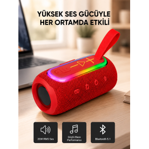 Mavi Taşınabilir Bluetooth Hoparlör Kompakt Tasarım Ve Güçlü Ses