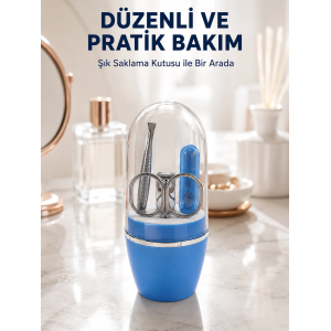 Mavi Tırnak Bakım Seti Çok Amaçlı Manikür Pedikür Kiti