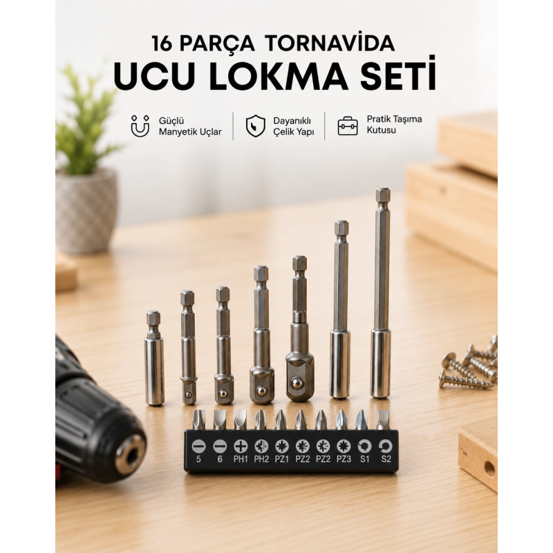 Metal Gövdeli 16lı Bits Seti Çok Amaçlı Tornavida Uçları Metal Gövdeli 16lı Bits Seti Çok Amaçlı Tornavida Uçları