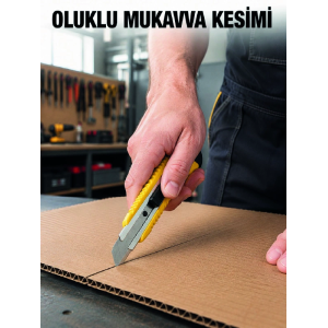 Metal Gövdeli 5’li Falçata Seti Profesyonel Maket Bıçağı Karton Koli  Kesici