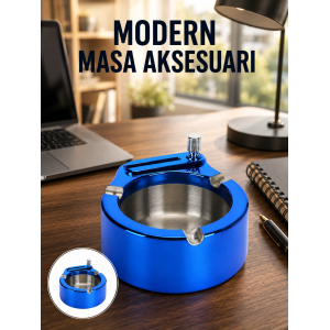Metal Küllük Ve Çakmak Seti Yuvarlak Modern Tasarım Yeni Nesil