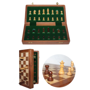 Mıknatıs Taşlı Ahşap Katlanabilir Kutulu Satranç Oyunu 12.5 Cm G610