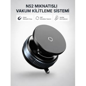 Mıknatıslı Araç Telefon Tutucu Vakum Teknolojili 360° Ayarlanabilir
