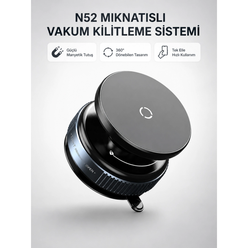 Mıknatıslı Araç Telefon Tutucu Vakum Teknolojili 360° Ayarlanabilir Mıknatıslı Araç Telefon Tutucu Vakum Teknolojili 360° Ayarlanabilir
