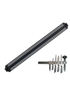 Mıknatıslı Bıçak Tutucu Stand - 38 Cm - Siyah - Paslanmaz Çelik - Mutfak Düzeni - Güvenli Bıçak Saklama - Tezgâh Düzeni - Modern Tasarım