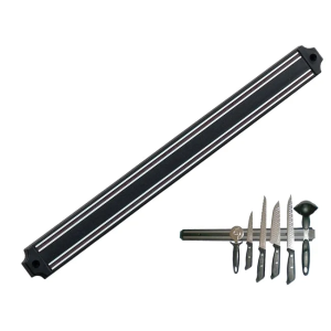 Mıknatıslı Bıçak Tutucu Stand - 38 Cm - Siyah - Paslanmaz Çelik - Mutfak Düzeni - Güvenli Bıçak Saklama - Tezgâh Düzeni - Modern Tasarım