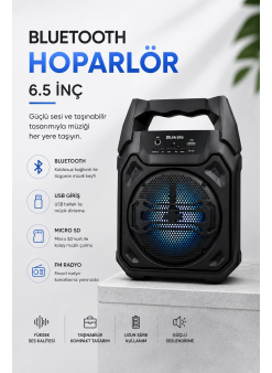 Mikrofonlu Bluetooth Ses Sistemli Usb, Micro Sd, Fm Ve Uzun Pil Ömrü