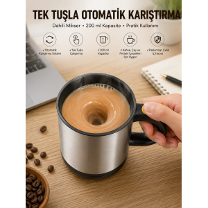 Mikser Kupa Yazılı Mug Bardak Karıştırma Özelliği
