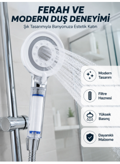 Mineral Taşlı Filtreli Duş Başlığı Güçlü Su Basınçlı Banyo Başlığı