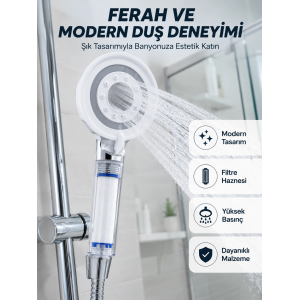 Mineral Taşlı Filtreli Duş Başlığı Güçlü Su Basınçlı Banyo Başlığı