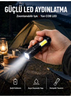 Mini Boy Led El Feneri - 2000 Lümen, Su Geçirmez Tasarım Yeni Nesil